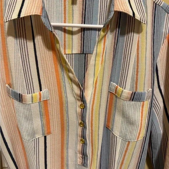 Urban Girl Striped Belted Dress Tie Waist Half Button Down V-Neck Collar Size XL - Picture 3 of 8